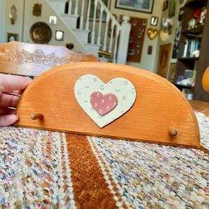 Vintage Cottagecore Wooden Floral Heart Key Holder Wall Hanging